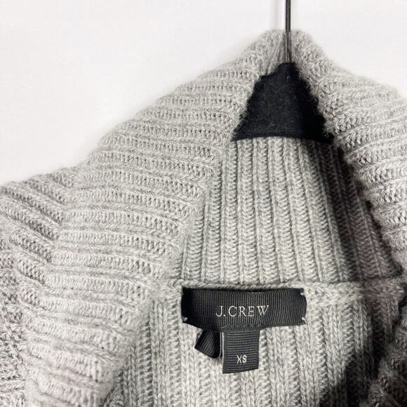 J Crew XSmall XS Gray Wool Blend Cable Knit Turtleneck Sweater Dress Button Side - Picture 7 of 11